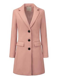Allegra K Damen Wollmantel Revers Knopfleiste Wintercoat Mantel Altrosa XL von Allegra K