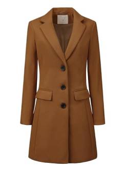 Allegra K Damen Wollmantel Revers Knopfleiste Wintercoat Mantel Dunkelbraun XL von Allegra K
