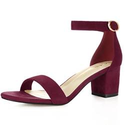 Allegra K Damen offene Zehen mittlere Blockabsatz Knöchel-Riemen Sandalen Burgund 39 von Allegra K