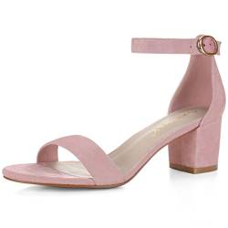 Allegra K Damen offene Zehen mittlere Blockabsatz Knöchel-Riemen Sandalen Hell-Pink 38 von Allegra K