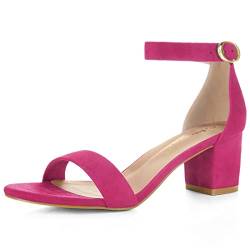 Allegra K Damen offene Zehen mittlere Blockabsatz Knöchel-Riemen Sandalen Pink 38 von Allegra K