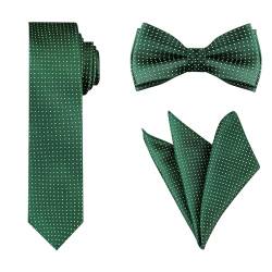Allegra K Herren Fliegen, Einstecktücher, formelles gepunktetes Krawatten-Set Dunkelgrün One size von Allegra K