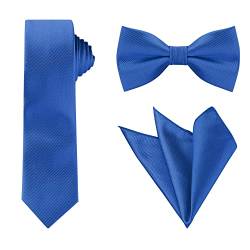 Allegra K Herren Quadrat Einfarbig Satin Fliege Einstecktuch Krawatten-Set Königsblau One Size von Allegra K