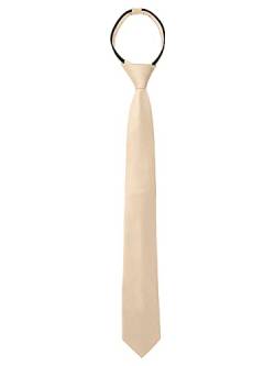 Allegra K Herren Skinny Vorgebunden Einfarbig Reißverschluss Krawatten Hals Verstellbarer Riemen Hochzeit Bräutigam Krawatte, Champagner, Einheitsgröße von Allegra K
