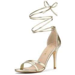 Allegra K Open Toe Schnürschuhe mit Stöckelabsatz für Damen Gold 39 von Allegra K