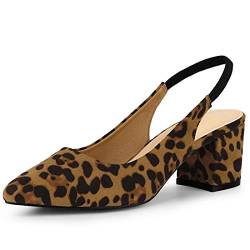 Allegra K Pumps mit spitzer Zehenpartie und Blockabsatz für Damen Slingback-Heels Leopard 40 von Allegra K