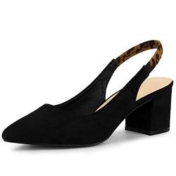 Allegra K Pumps mit spitzer Zehenpartie und Blockabsatz für Damen Slingback-Heels Schwarz 38 von Allegra K