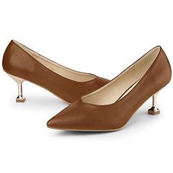 Allegra K Pumps mit spitzer Zehenpartie und niedrigem Kitten-Heel-Absatz für Damen Braun 37 von Allegra K