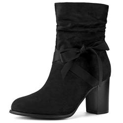 Allegra K Slouchy Chunky Heel Ankle Boots für Damen Schwarz 38 von Allegra K