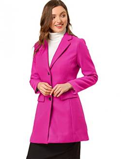 Allegra K einreihiger Wintermantel für Damen mit gekerbtem Revers, hot pink, 42 von Allegra K