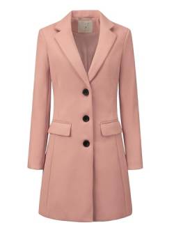 Allegra K einreihiger Wintermantel für Damen mit gekerbtem Revers, rosa - dusty pink, 42 von Allegra K