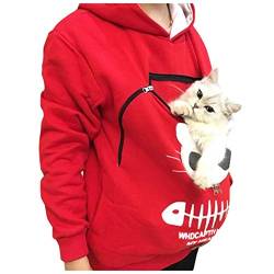 Allence Große Größen Damen Pullover Kapuzenpullover mit Katzen Hund Tasche Hundetasche Katze Sweatshirt Pulli Hoodie Kapuze Katzenpulli Beutel Langarm Herbst Winter von Allence Pullover damen