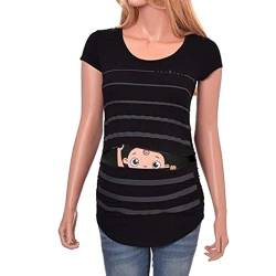 Damen Sommer Kurzarm Umstandsmode Lustige Baumwolle Weste Tops Witzige süße Umstandsmode T-Shirt Schwangere Frauen Baby in der Tasche T-Shirt Top Oberteil für Schwangere von Allence Umstandskleidung