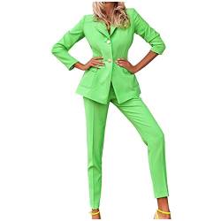 Allence Anzug Set Damen Blazer mit Hose Slim Fit Hosenanzug Elegant Business Outfit Damen Slim Fit Hosenanzug Anzugjacke Blazer mit Anzughosen 2 Tellig Anzug Set für Office Hochzeit Streetwear von Allence