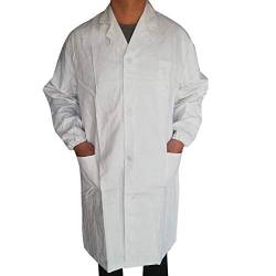 Allence Kittel Weiß Damen Herren Laborkittel 100% Baumwolle Arzt Kostüme Apotheker Mantel Reverkragen mit Taschen von Allence