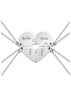 AllerPierce Freundschaftskette für 4, Herz Halskette mit Gravur BFF Halskette Freundschaftskette mit 4 Herz Puzzle Anhänger für Bester Freund Schwestern Bruder(Silber) von AllerPierce