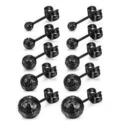 Sunligoo 5 Paare Edelstahl Kugel Ohrstecker Set 3-8mm Unregelmäßige Studs Ohrringe Knorpel Ohr Piercing Damen Herren Charm Ohrschmuck Schwarz von AllerPierce