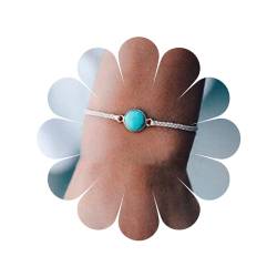 Allereya Boho-Türkis-Armband, geschichtetes Leder-Seil-Armband, weiße Schnur, Kordelarmband, Unisex-Handketten-Armbänder Schmuck für Frauen und Mädchen (weiß) von Allereya
