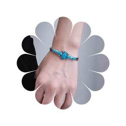 Allereya Boho Türkis Armband Blauer Edelstein Armreif Türkis Wassertropfen Armband Vintage Silber Handkette Armband Schmuck für Frauen und Mädchen von Allereya