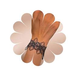 Allereya Hohles Spitzen-Blumen-Armband Schwarzes Tattoo-Spitzen-Handkettenarmband Gothic-Spitzen-Kettenarmband Schlichtes Spitzen-Armband Schmuck für Frauen und Mädchen von Allereya