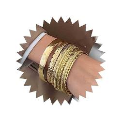 Allereya Vintage Geschichtetes Armband Armband Punk Stapelbar Armband Indisch Multi Armband Set Gold Mehrschichtiges Armband Schmuck Für Frauen Und Mädchen (gold) von Allereya