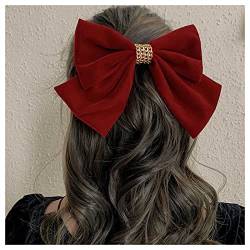 Allereya Vintage Große Samtschleife Haarspange Barrette Rote Schleife Haarspange Französischer Samtbogen Kopfclip Barrette Kopfstücke Große Samtschleife Haarschmuck Für Frauen Und Mädchen (rot) von Allereya