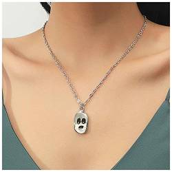 Allereya Vintage Horror Geister Anhänger Halskette Geister Schädel Halskette Silber Geister Choker Halskette Lustig Halloween Halskette Schmuck Für Frauen Und Mädchen (Stil 1) von Allereya