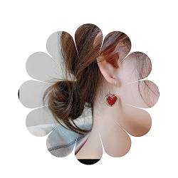 Allereya Vintage Koralle Herz Baumeln Ohrringe Kreis Hoop Drop Ohrringe Rotes Herz Liebe Baumelnden Ohrringe Gold Kreis Hoop Ohrringe Schmuck Für Frauen Und Mädchen von Allereya
