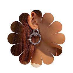 Allereya Vintage Kristall Kreis Ohrringe Strass Baumeln Ohrringe Silber Cz Kreis Ohrstecker Kristall Ohrringe Reifen Ohrringe Schmuck Für Frauen Und Mädchen (silber) von Allereya