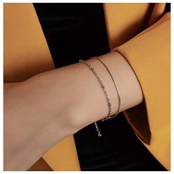 Allereya Vintage Layered Chain Bracelet Set Rundes Schlangenkettenarmband Silber Doppellagiges Armband Minimalistisches Handkettenarmband Schmuck Für Frauen Und Mädchen (Silber) von Allereya