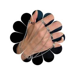 Allereya Vintage Layered Finger Ring Armband Silber Ring Armband Vintage Slave Armband Luxus Handgeschirr Kette Armband Schmuck für Frauen und Mädchen von Allereya