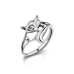 Allgut Damen Ring 925 Sterling Silber Fuchs Ring Verstellbar Fingerring Silber Ring Mädchen Offen Ring von Allgut