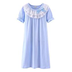 Allmeingeld Baby Mädchen Prinzessin Nachthemden Spitze Schlafhemden Fantasy Schlafkleider Kurzarm Blau 3t von Allmeingeld
