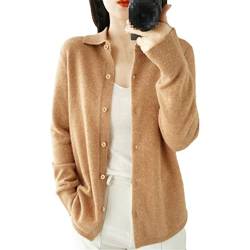 Alloaone Cashmere Sweater Damen Cardigan Cashmere Cardigan Sweater, Khaki9, XL von Alloaone