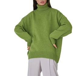 Alloaone Damen Herbst Winter Oversize Lose Rollkragen Sweater Dicker Strick Pullover Tops, siehe abbildung, M von Alloaone