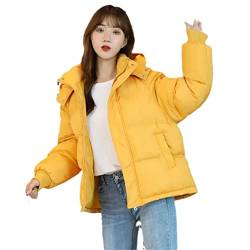 Alloaone Damen Parkas Winterjacke Mantel Casual Dicker Warm Parka Lose Kapuzenjacke Outwear, gelb, 38 von Alloaone