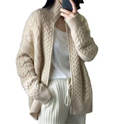 Alloaone Dicker Rollkragen Kaschmir Strickjacke Damen Lose Wolle Pullover Cardigan Große Größe Top, Wie abgebildet 1, L von Alloaone