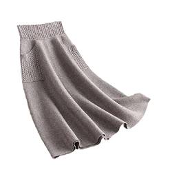 Damen Herbst Winter Wolle Stricken Lange Röcke Hohe Taille mit Tasche Lose Damen Solid Knit Midi Rock, siehe abbildung, 40 von Alloaone