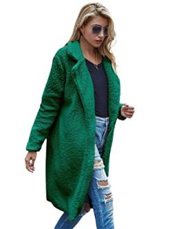Damen Jacke Mantel Frauen Warm Oberbekleidung Casual Kunstfell Mantel Weich Cardigan Wintermantel, grün, 38 von Alloaone