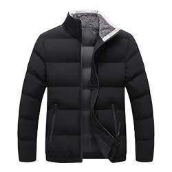 Herren Winter Daunenjacke Dick Warm Stehkragen Solide Parkas Winddichter Mantel black 4XL von Alloaone