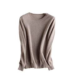 Kaschmirwolle Strickpullover Damen Pullover Rundhals Basic Warm Pullover, Khaki9, M von Alloaone