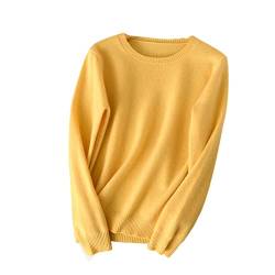 Kaschmirwolle Strickpullover Damen Pullover Rundhals Basic Warm Pullover, gelb, XX-Large von Alloaone