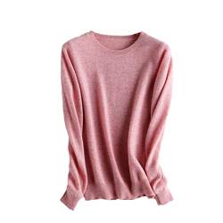 Kaschmirwolle Strickpullover Damen Pullover Rundhals Basic Warm Pullover, rose, XL von Alloaone