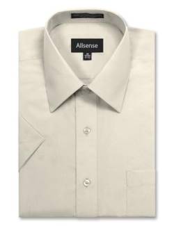 Allsense Herren-Kurzarm-Hemd, normale Passform, Anzughemd - Gold - XX-Large von Allsense