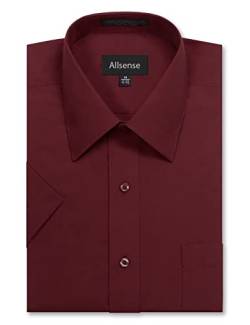 Allsense Herren-Kurzarm-Hemd, normale Passform, Anzughemd - Rot - 4X-Groß von Allsense