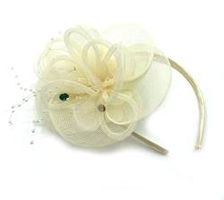 Damen Fascinator mit Perlen besetzt, Haarreif Fascinator Hut Hochzeit Rennen Royal Ascot Haarteil (Creme) von Allsorts