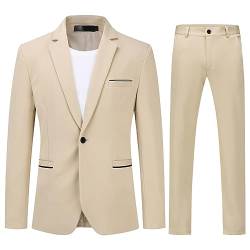 Allthemen Anzug Herren 2 Teilig Slim Fit Herrenanzug EIN Knopf Business Hochzeitanzug Männer Khaki S von Allthemen