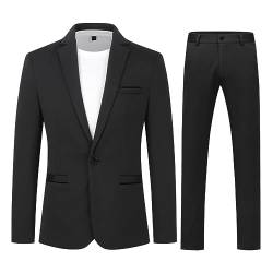 Allthemen Anzug Herren 2 Teilig Slim Fit Herrenanzug EIN Knopf Business Hochzeitanzug Männer Schwarz S von Allthemen