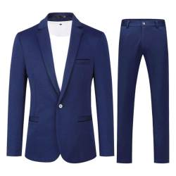 Allthemen Anzug Herren 2 Teilig Slim Fit Herrenanzug EIN Knopf Business Hochzeitanzug für Männer Dunkelblau 3XL von Allthemen