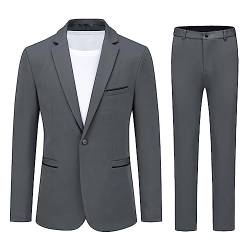 Allthemen Anzug Herren 2 Teilig Slim Fit Herrenanzug EIN Knopf Business Hochzeitanzug für Männer Grau 3XL von Allthemen